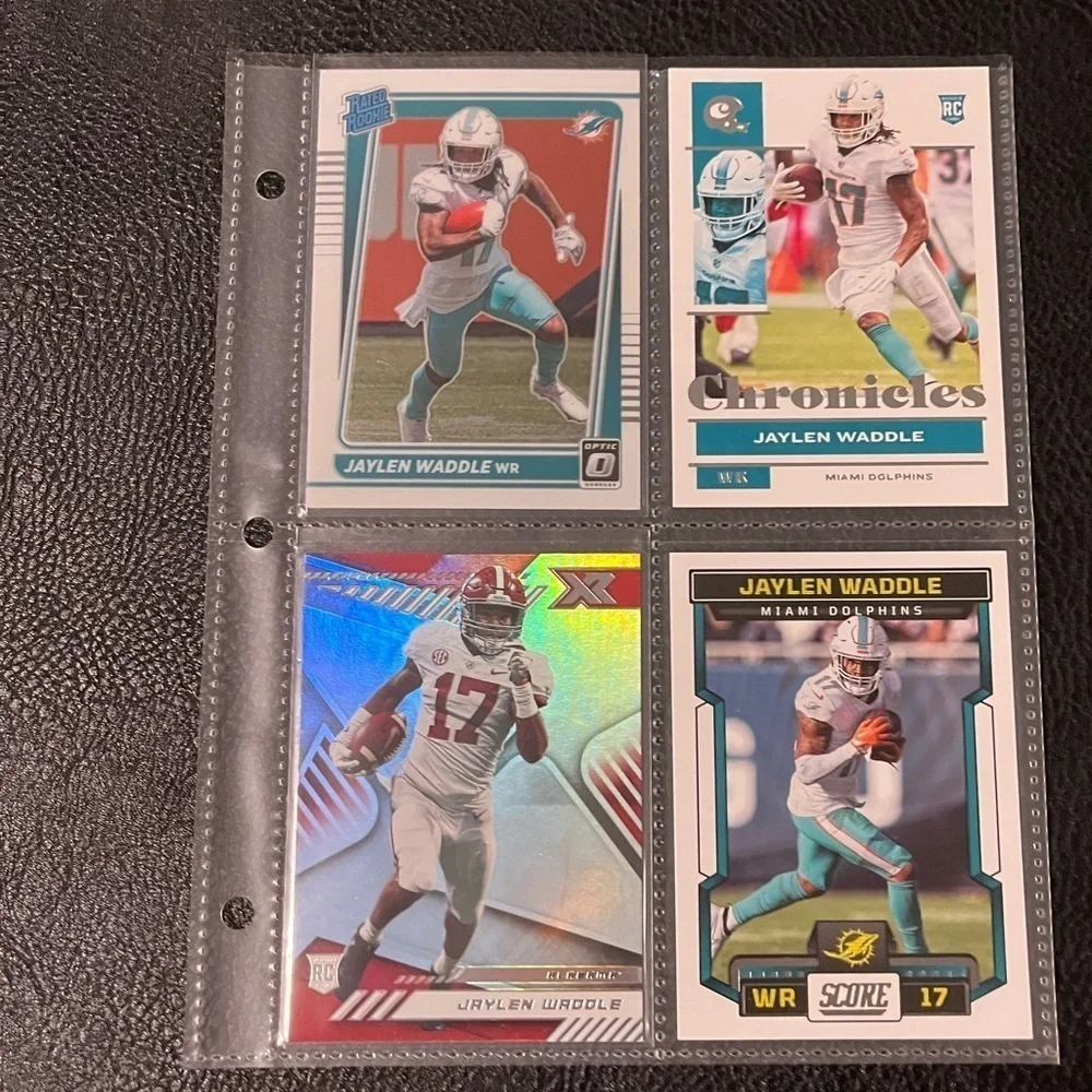 🏈 Jaylen Waddle, NFL Football Trading Cards Qty 4